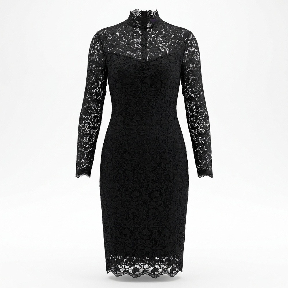 Ralph Lauren Collection Purple Label Liesel Black Lace Midi Dress 4 Fits 2 NWT